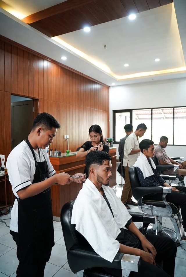 Busy barbershop